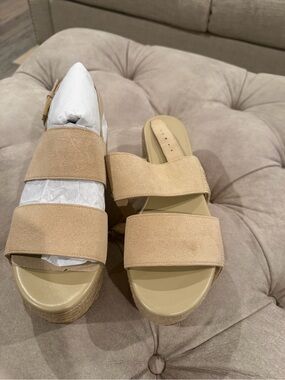 Michael Kors Tan Suede Double-Strap Platform Sandals - Women